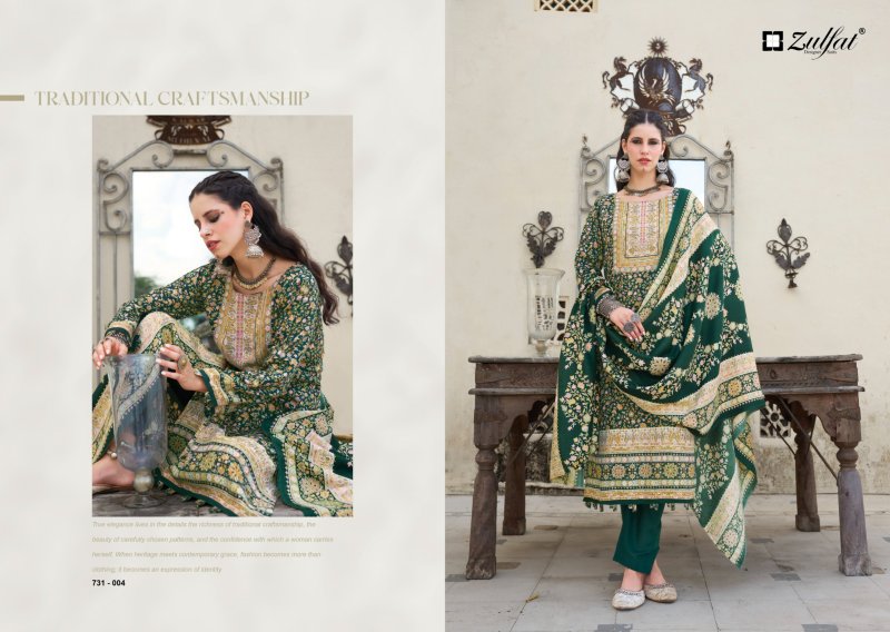 Gulnoor By Zulfat Woollen Pashmina Printed Dress Material
